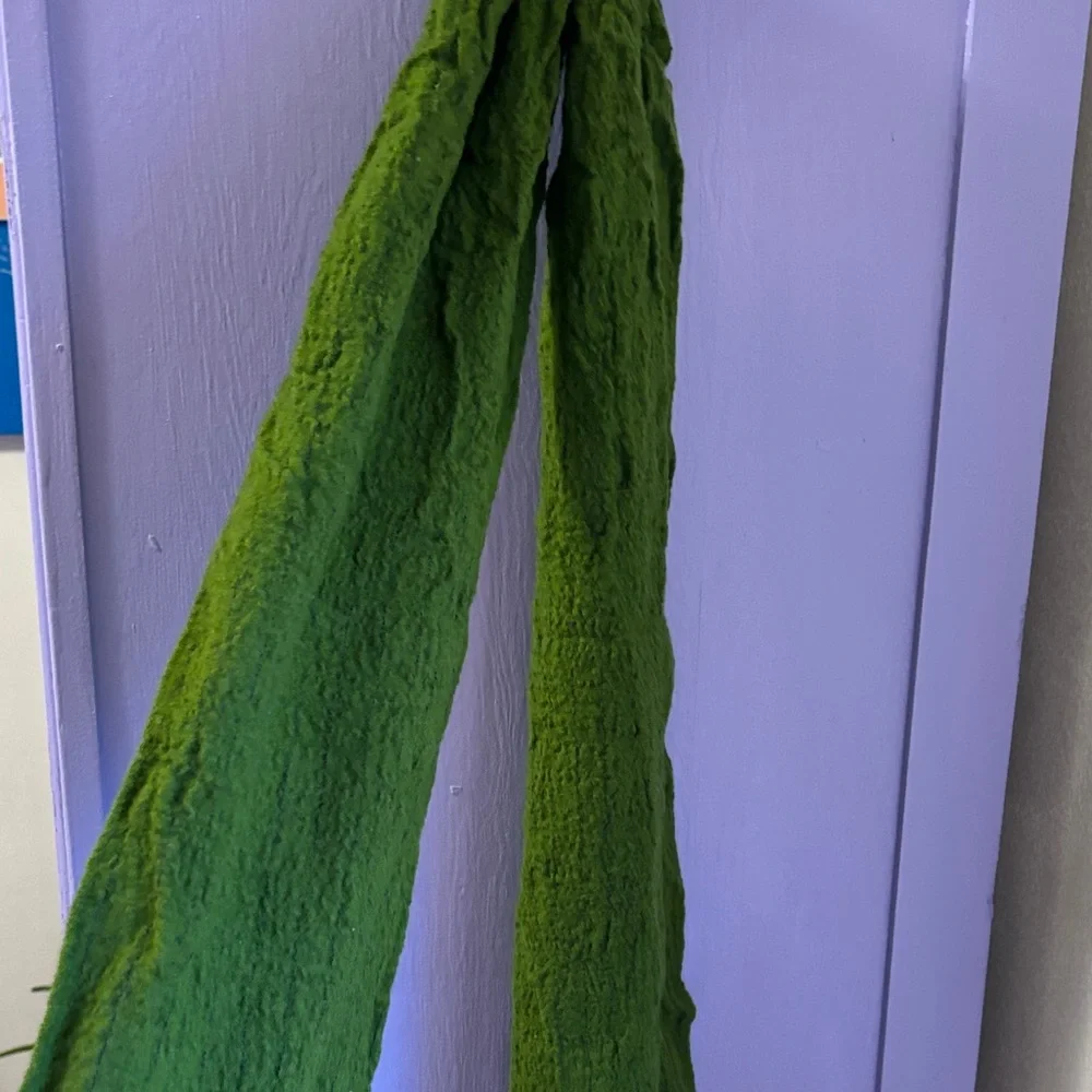 Moss Olive Preppy Green Textured Scarf y2k Fall winter